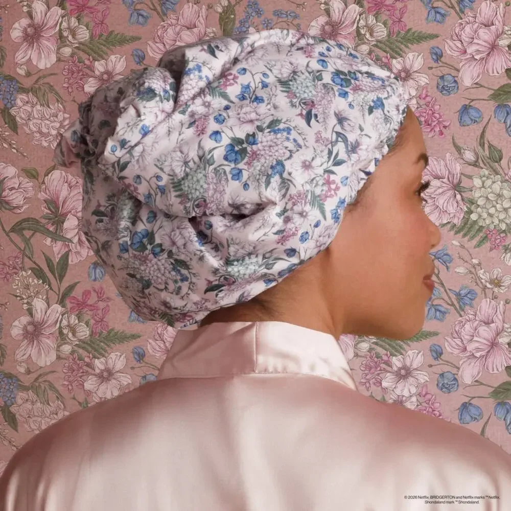 Bridgerton x Kitsch Satin-Lined Flexi Shower Cap NIB
